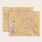 Vintage lemon fruit branch cartoon pattern Placemat Gallery Image 1
