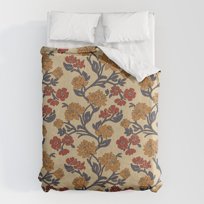 Vintage victorian floral upholstery fabric light background Duvet Cover Gallery Image 6