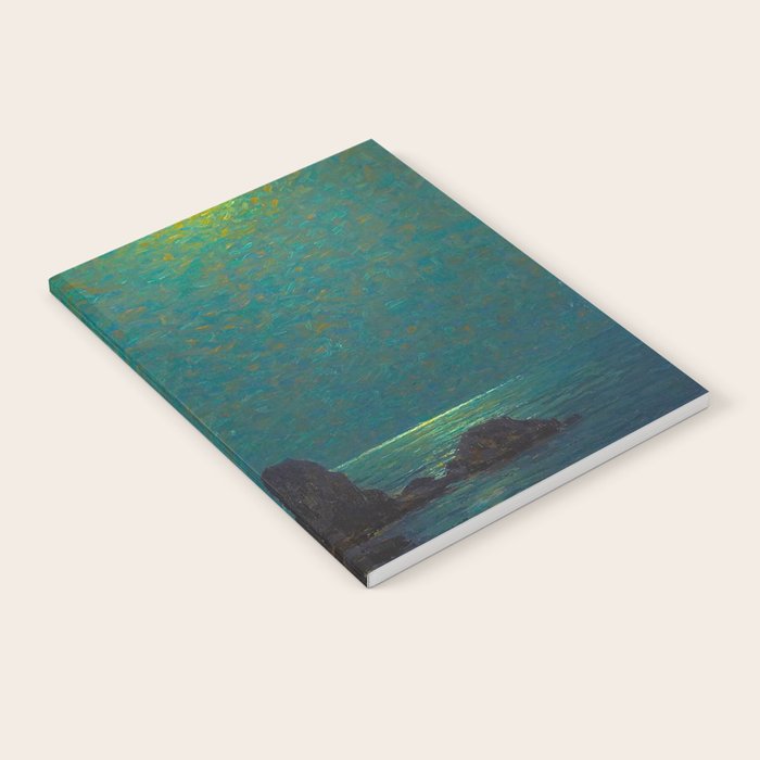 Granville Redmond Catalina Island Coast Under a Moonlit Sky Oil Painting Vintage American Art Notebook Gallery Image 1