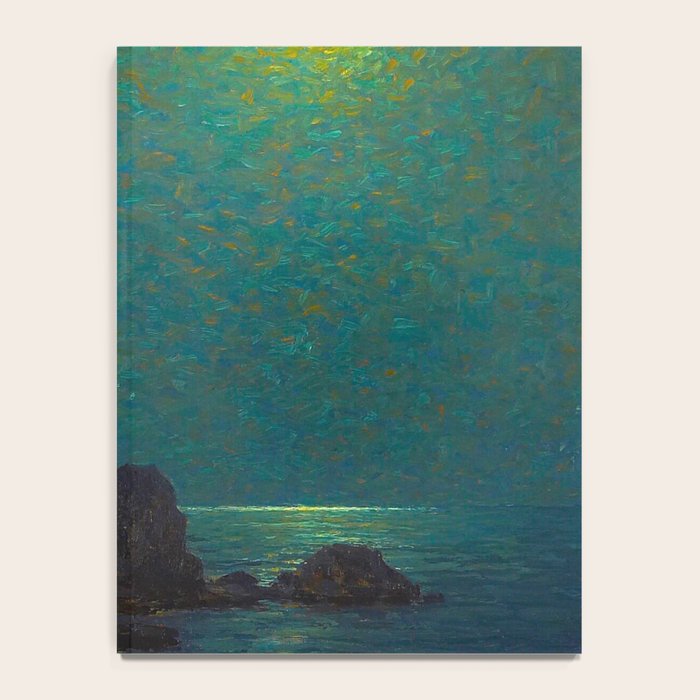 Granville Redmond Catalina Island Coast Under a Moonlit Sky Oil Painting Vintage American Art Notebook Gallery Image 4