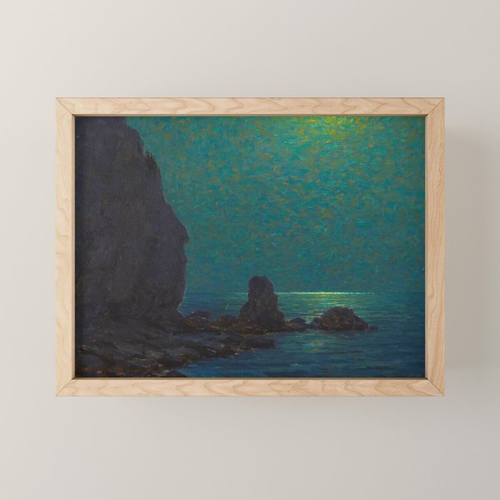 Granville Redmond Catalina Island Coast Under a Moonlit Sky Oil Painting Vintage American Art Mini Art Print Gallery Image 1