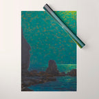 Granville Redmond Catalina Island Coast Under a Moonlit Sky Oil Painting Vintage American Art Wrapping Paper Gallery Image 1