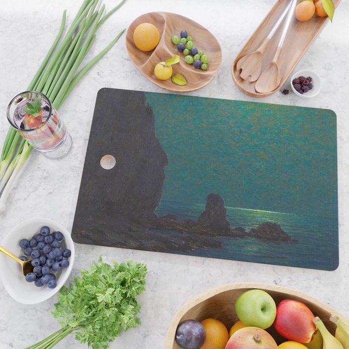 Granville Redmond Catalina Island Coast Under a Moonlit Sky Oil Painting Vintage American Art Cutting Board Gallery Image 2