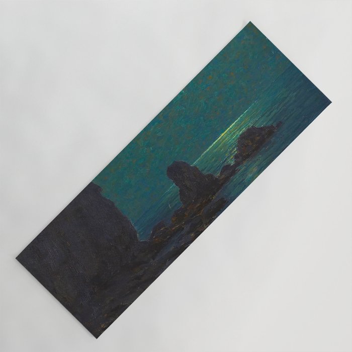 Granville Redmond Catalina Island Coast Under a Moonlit Sky Oil Painting Vintage American Art Yoga Mat Gallery Image 1