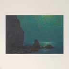 Granville Redmond Catalina Island Coast Under a Moonlit Sky Oil Painting Vintage American Art Welcome Mat Gallery Image 1