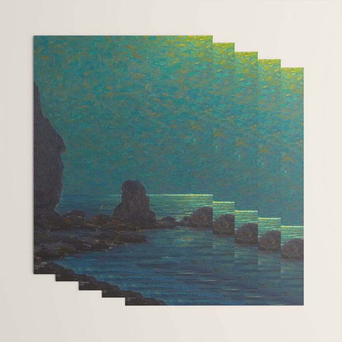 Granville Redmond Catalina Island Coast Under a Moonlit Sky Oil Painting Vintage American Art Wrapping Paper Gallery Image 3