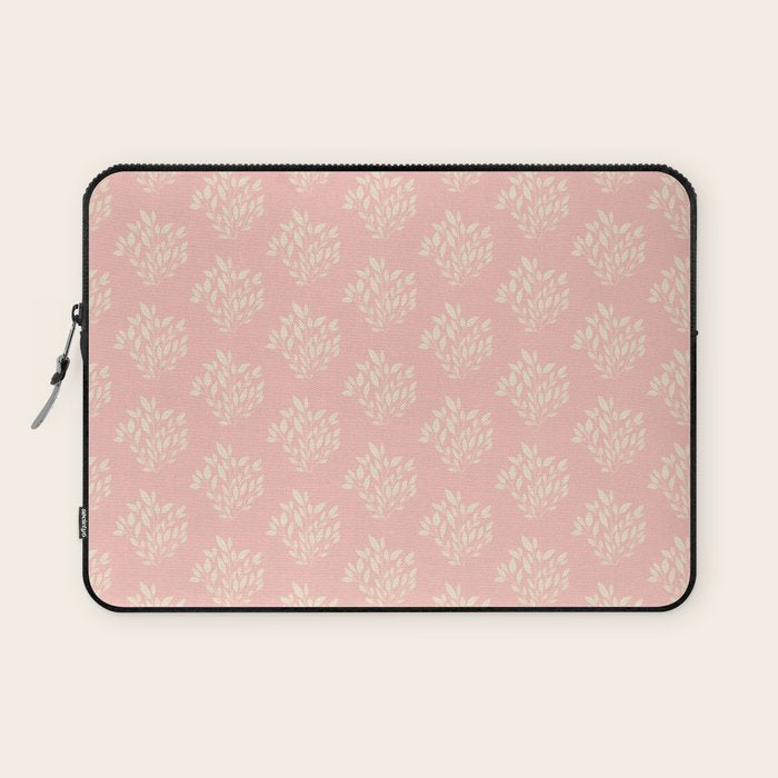 Simple Block Print Pastel Pink and Off- White Pattern Laptop Sleeve Gallery Image 1