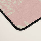 Simple Block Print Pastel Pink and Off- White Pattern Desk Mat Gallery Image 4