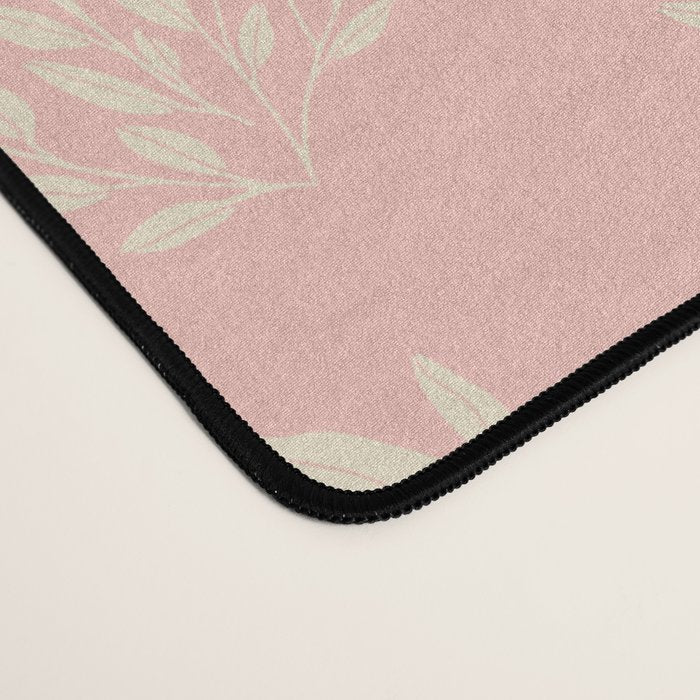 Simple Block Print Pastel Pink and Off- White Pattern Desk Mat Gallery Image 4