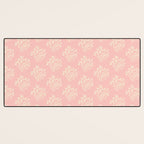 Simple Block Print Pastel Pink and Off- White Pattern Desk Mat Gallery Image 3