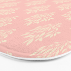 Simple Block Print Pastel Pink and Off- White Pattern Bath Mat Gallery Image 3