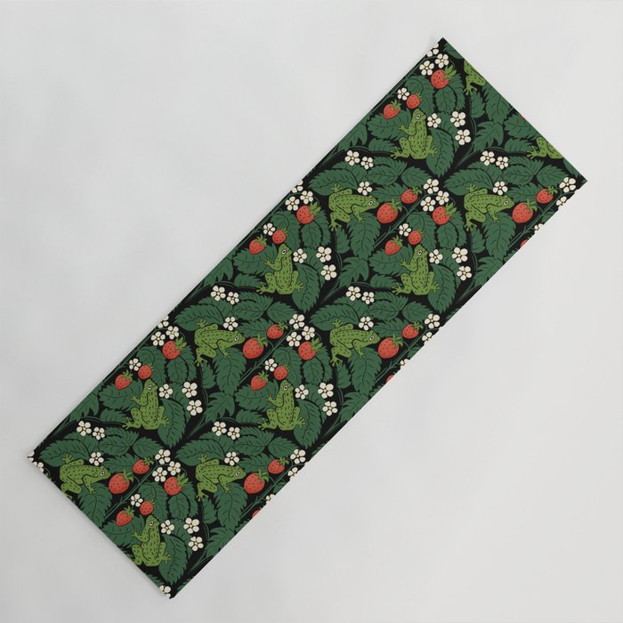 Bullfrogs And Wild Strawberries On Black Yoga Mat Gallery Image 1