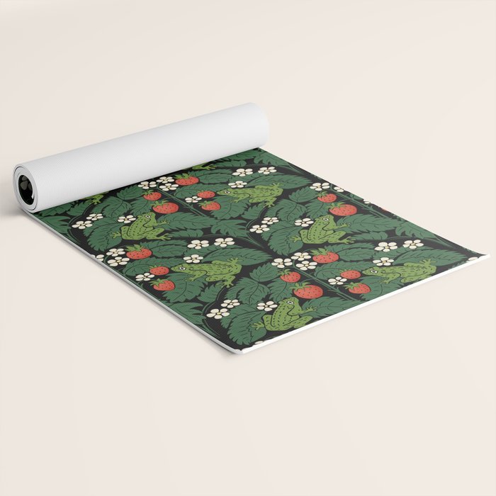 Bullfrogs And Wild Strawberries On Black Yoga Mat Gallery Image 2