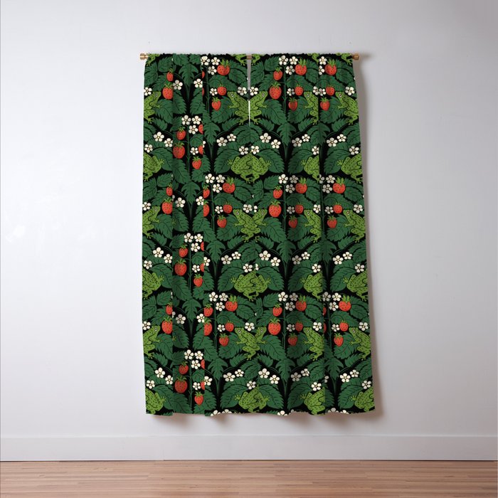 Bullfrogs And Wild Strawberries On Black Window Curtain Gallery Image 3