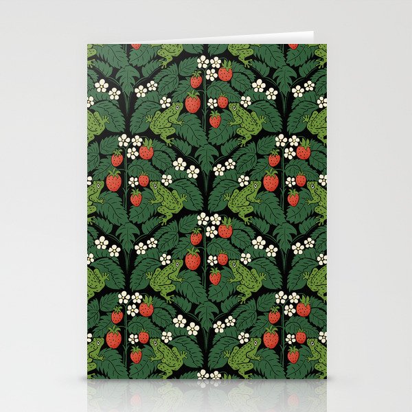 Bullfrogs And Wild Strawberries On Black Stationery Card Gallery Image 2