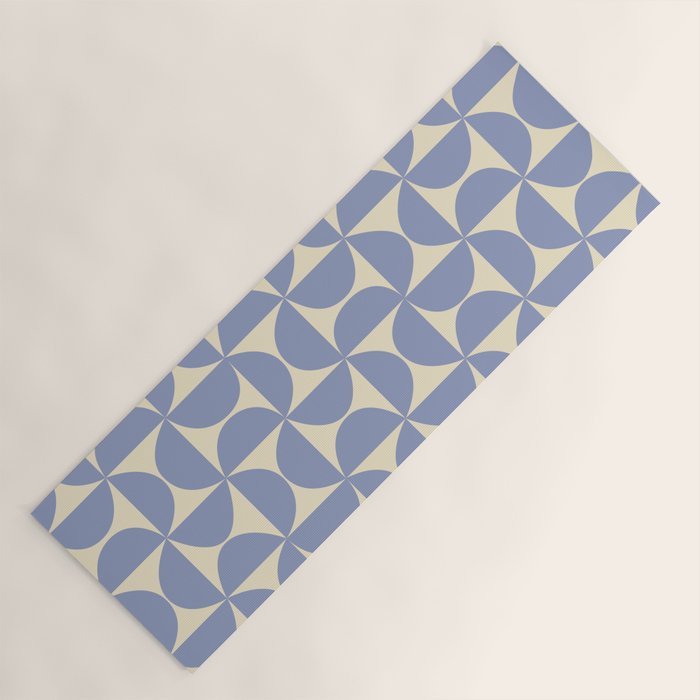 Mid Century Abstract Geometric Pattern in Blue Yoga Mat Gallery Image 1