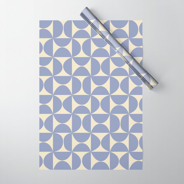 Mid Century Abstract Geometric Pattern in Blue Wrapping Paper Gallery Image 1