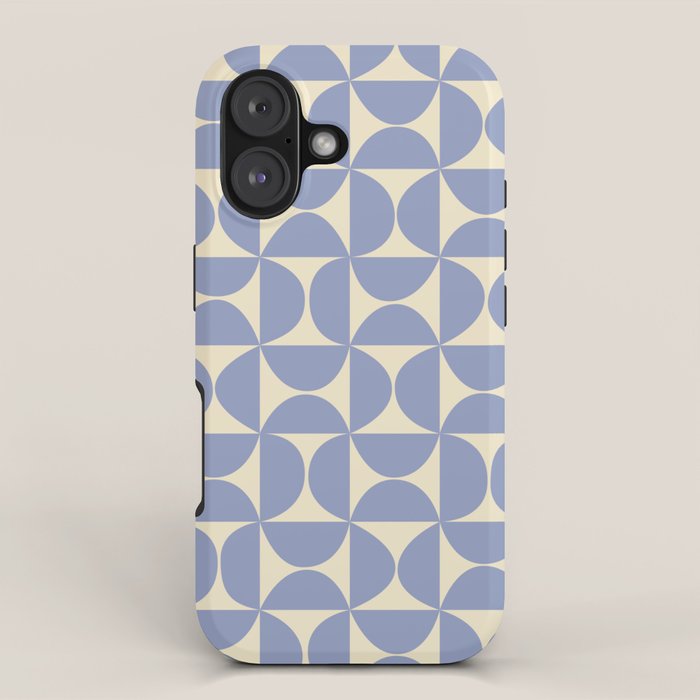 Mid Century Abstract Geometric Pattern in Blue iPhone Case Gallery Image 1
