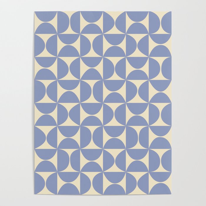 Mid Century Abstract Geometric Pattern in Blue Poster Gallery Image 1