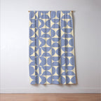 Mid Century Abstract Geometric Pattern in Blue Window Curtain Gallery Image 3