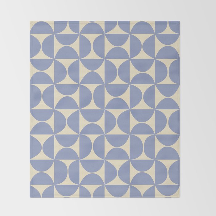 Mid Century Abstract Geometric Pattern in Blue Throw Blanket Gallery Image 2