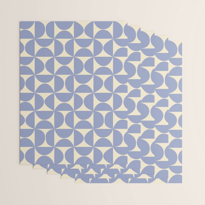 Mid Century Abstract Geometric Pattern in Blue Wrapping Paper Gallery Image 3