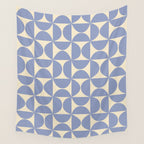 Mid Century Abstract Geometric Pattern in Blue Wall Tapestry Gallery Image 4