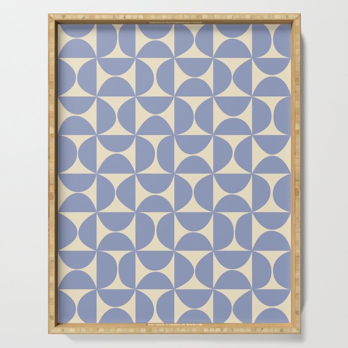 Mid Century Abstract Geometric Pattern in Blue Serving Tray Gallery Image 1