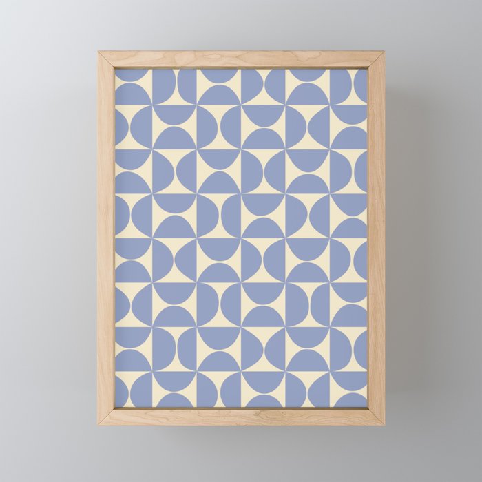 Mid Century Abstract Geometric Pattern in Blue Mini Art Print Gallery Image 1