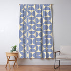Mid Century Abstract Geometric Pattern in Blue Window Curtain Gallery Image 5