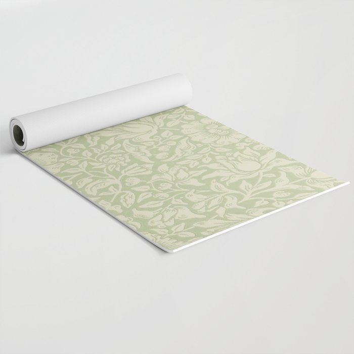 William Morris Vintage Mallow Apple Green Yoga Mat Gallery Image 2