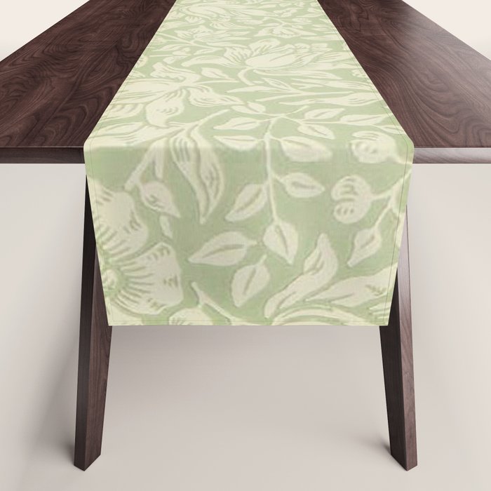 William Morris Vintage Mallow Apple Green Table Runner Gallery Image 1
