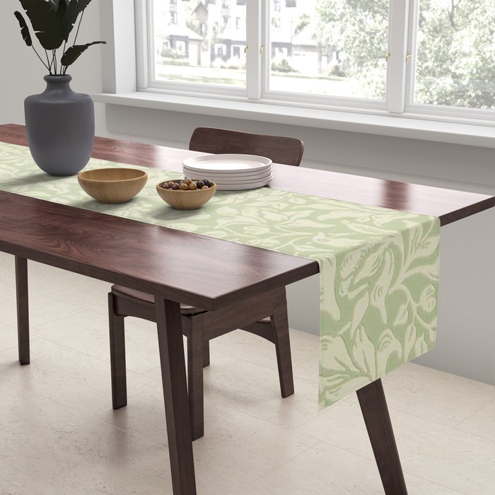 William Morris Vintage Mallow Apple Green Table Runner Gallery Image 2