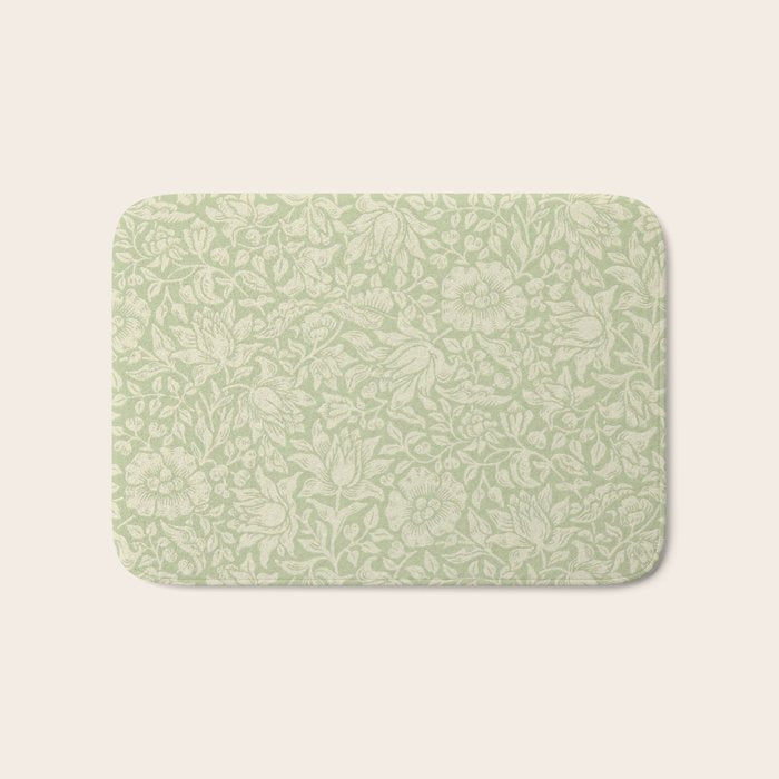 William Morris Vintage Mallow Apple Green Bath Mat Gallery Image 1