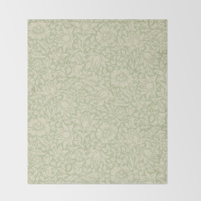 William Morris Vintage Mallow Apple Green Throw Blanket Gallery Image 2