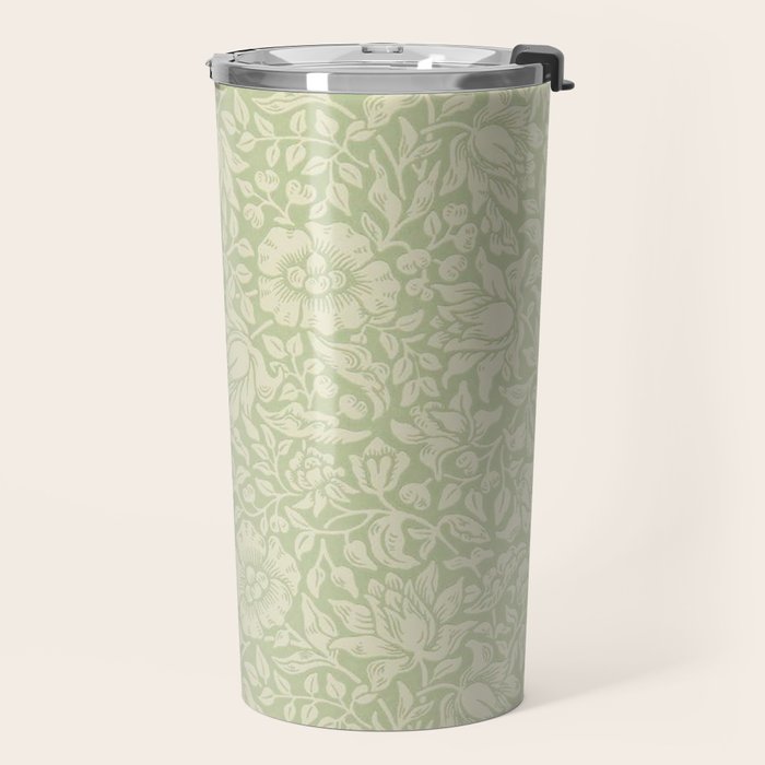 William Morris Vintage Mallow Apple Green Travel Mug Gallery Image 2