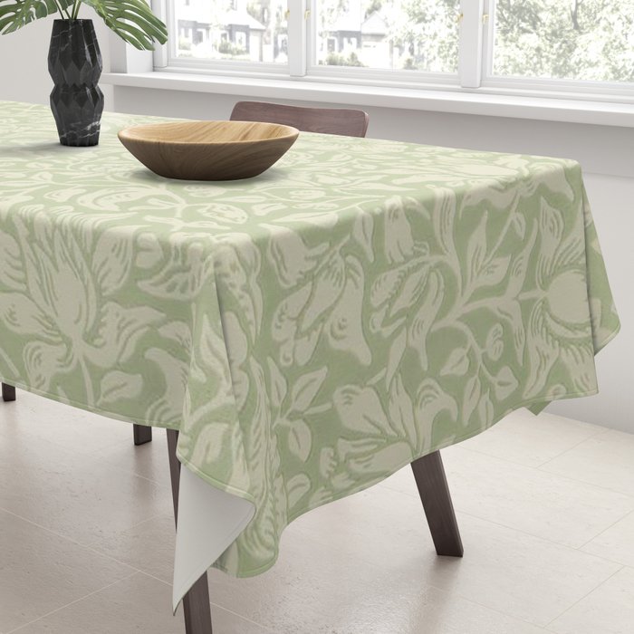 William Morris Vintage Mallow Apple Green Tablecloth Gallery Image 3