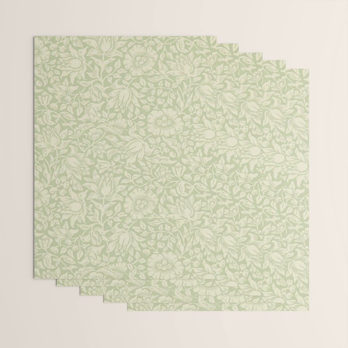 William Morris Vintage Mallow Apple Green Wrapping Paper Gallery Image 3