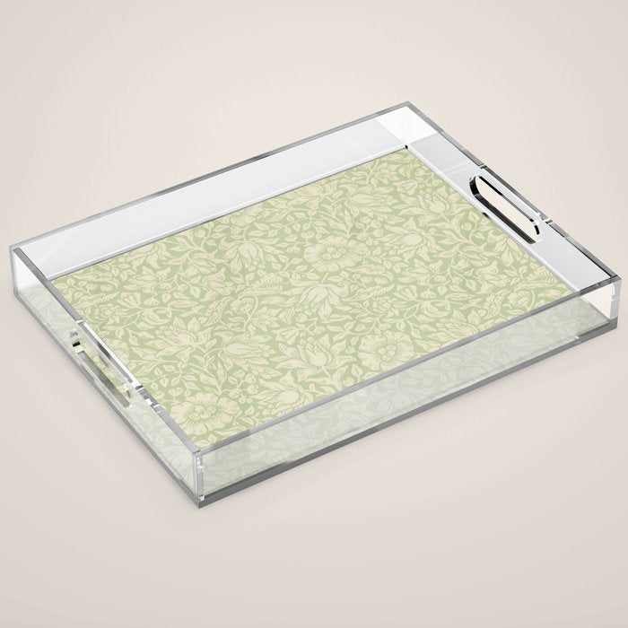 William Morris Vintage Mallow Apple Green Acrylic Tray Gallery Image 1