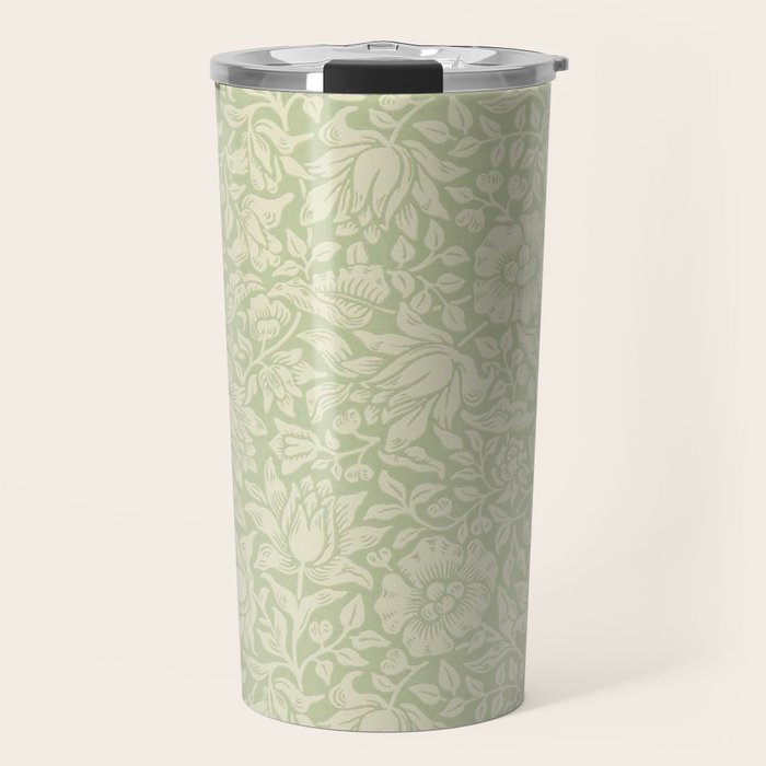 William Morris Vintage Mallow Apple Green Travel Mug Gallery Image 1