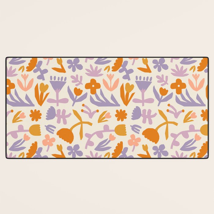 Vintage abstract flower art pattern Desk Mat Gallery Image 3