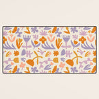 Vintage abstract flower art pattern Desk Mat Gallery Image 3