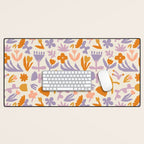 Vintage abstract flower art pattern Desk Mat Gallery Image 1