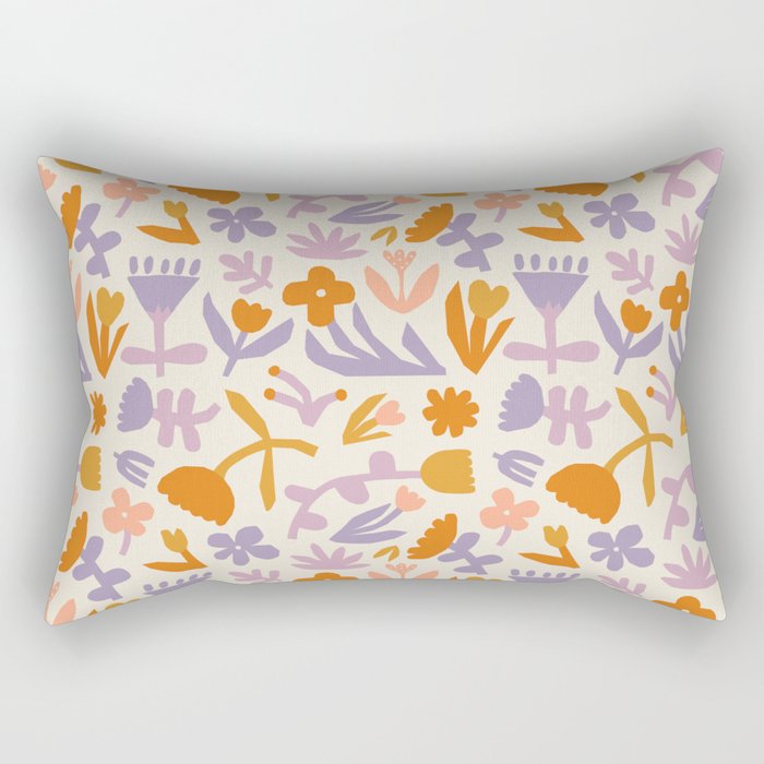 Vintage abstract flower art pattern Rectangular Pillow Gallery Image 1