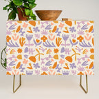 Vintage abstract flower art pattern Credenza Gallery Image 1