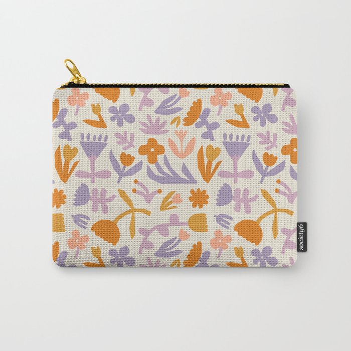 Vintage abstract flower art pattern Carry All Pouch Gallery Image 1