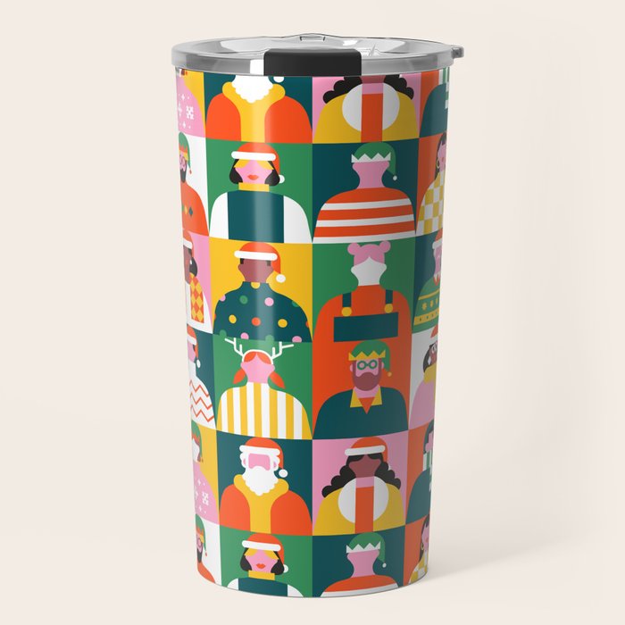 Diverse festive christmas people mosaic pattern Travel Mug Gallery Image 1
