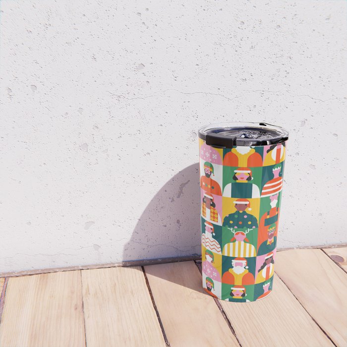 Diverse festive christmas people mosaic pattern Travel Mug Gallery Image 4