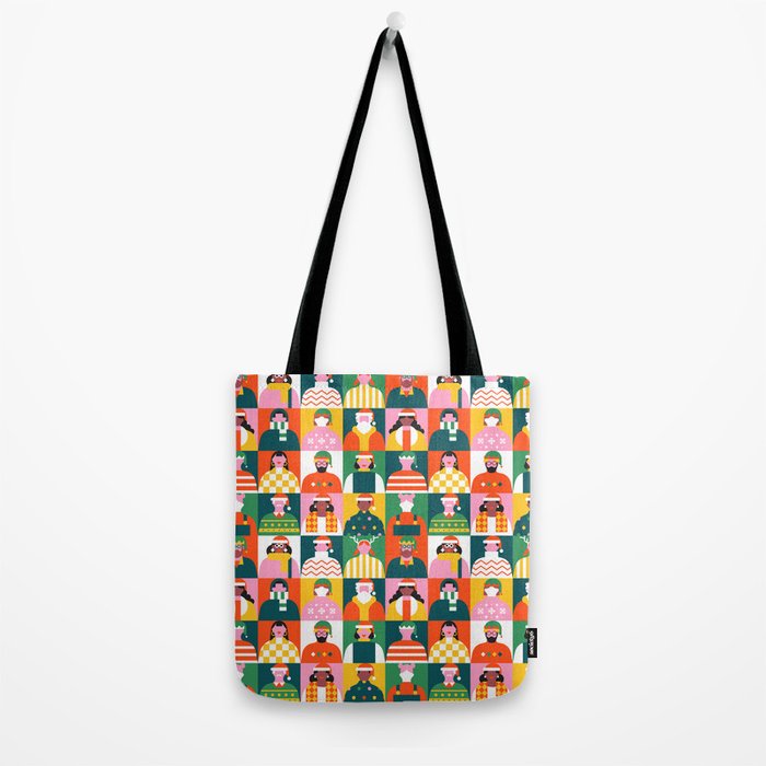 Diverse festive christmas people mosaic pattern Tote Bag Gallery Image 2