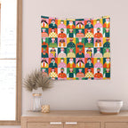 Diverse festive christmas people mosaic pattern Wall Tapestry Gallery Image 2